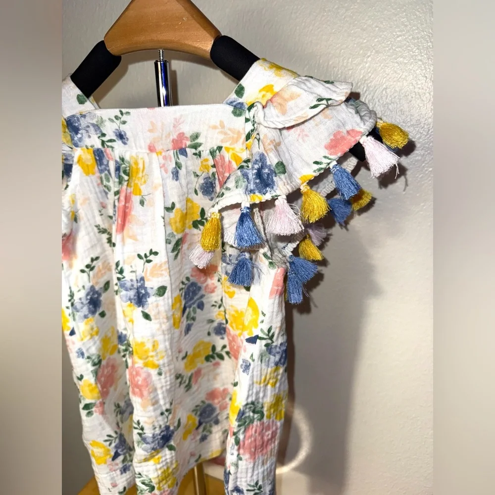 Mud Pie girls floral tassel dress, size 12-18 mos